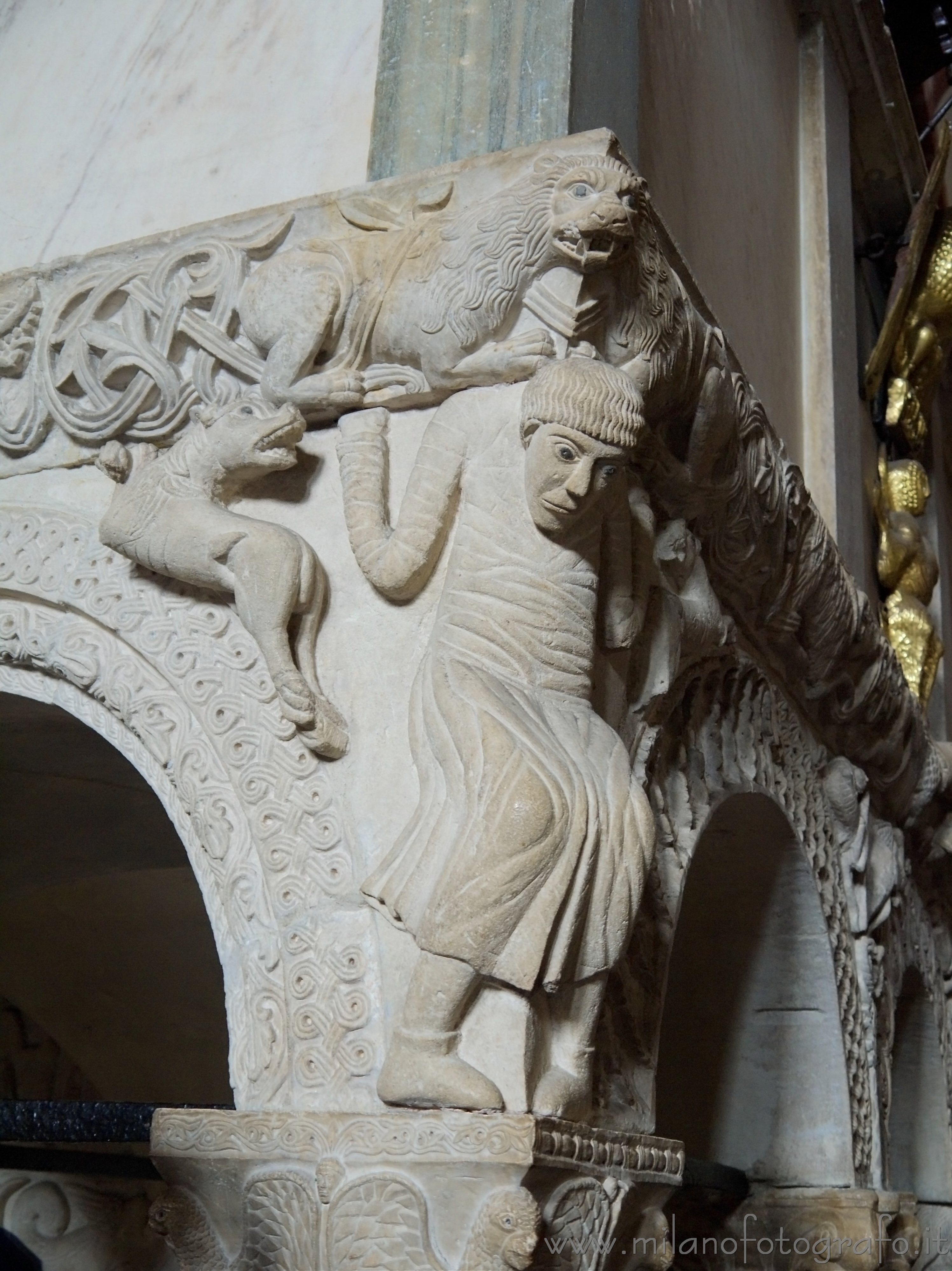 Milan (Italy) - Detail of the sarcophag of the Stilicho's Sepulchre in the Basilica of Sant'Ambrogio